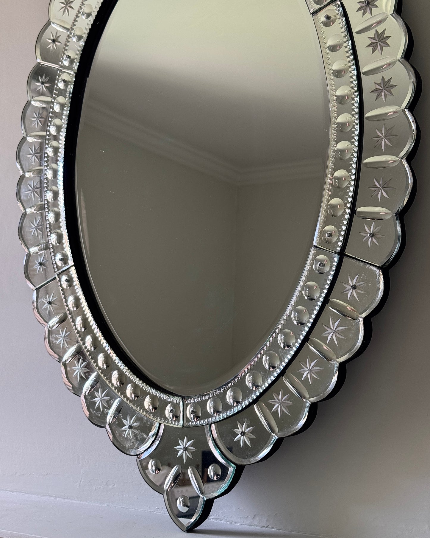Large Venetian Bevelled Etched Star Mirror