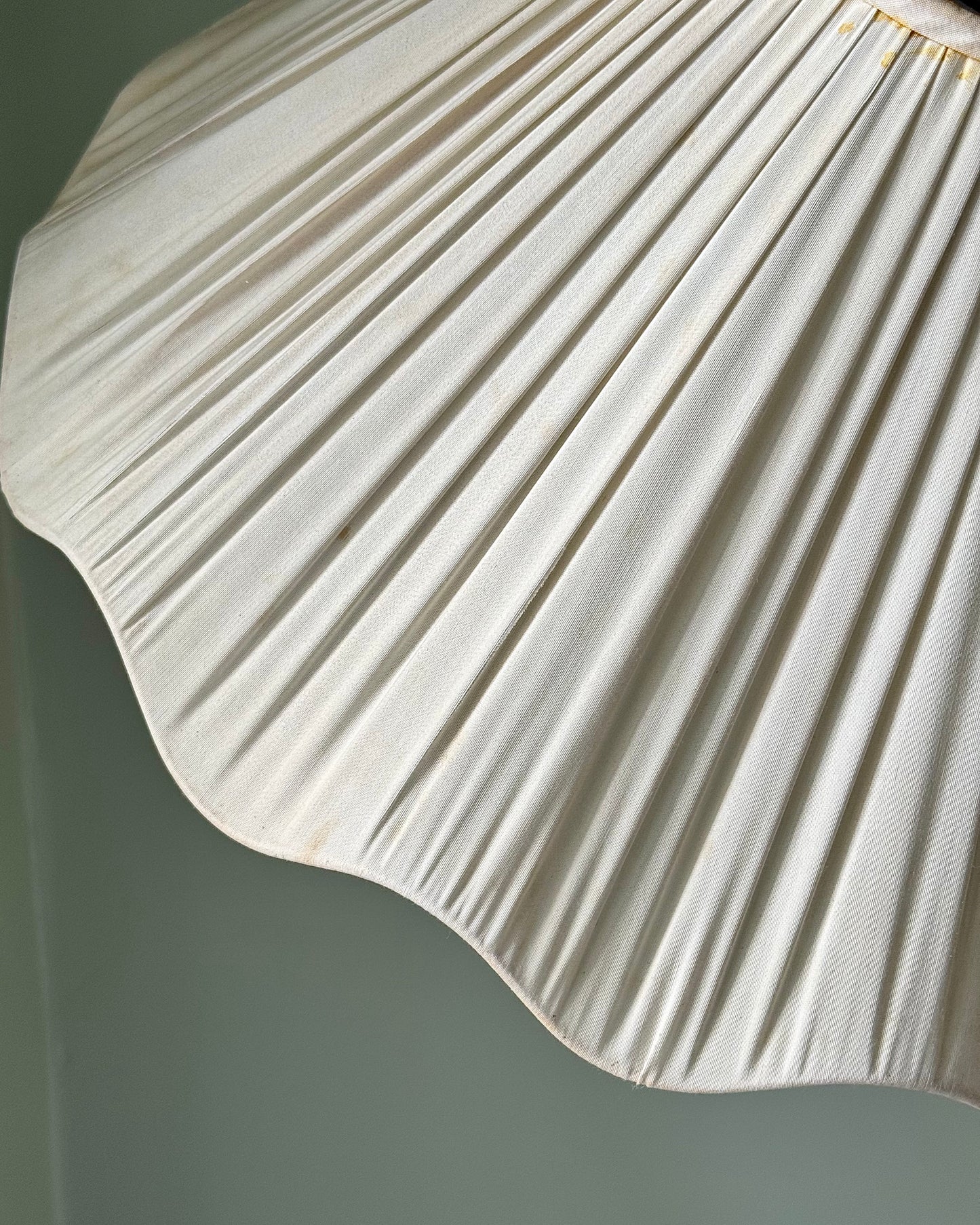 Vintage Swedish Floor Lamp with Original Silk Shade, 1950s