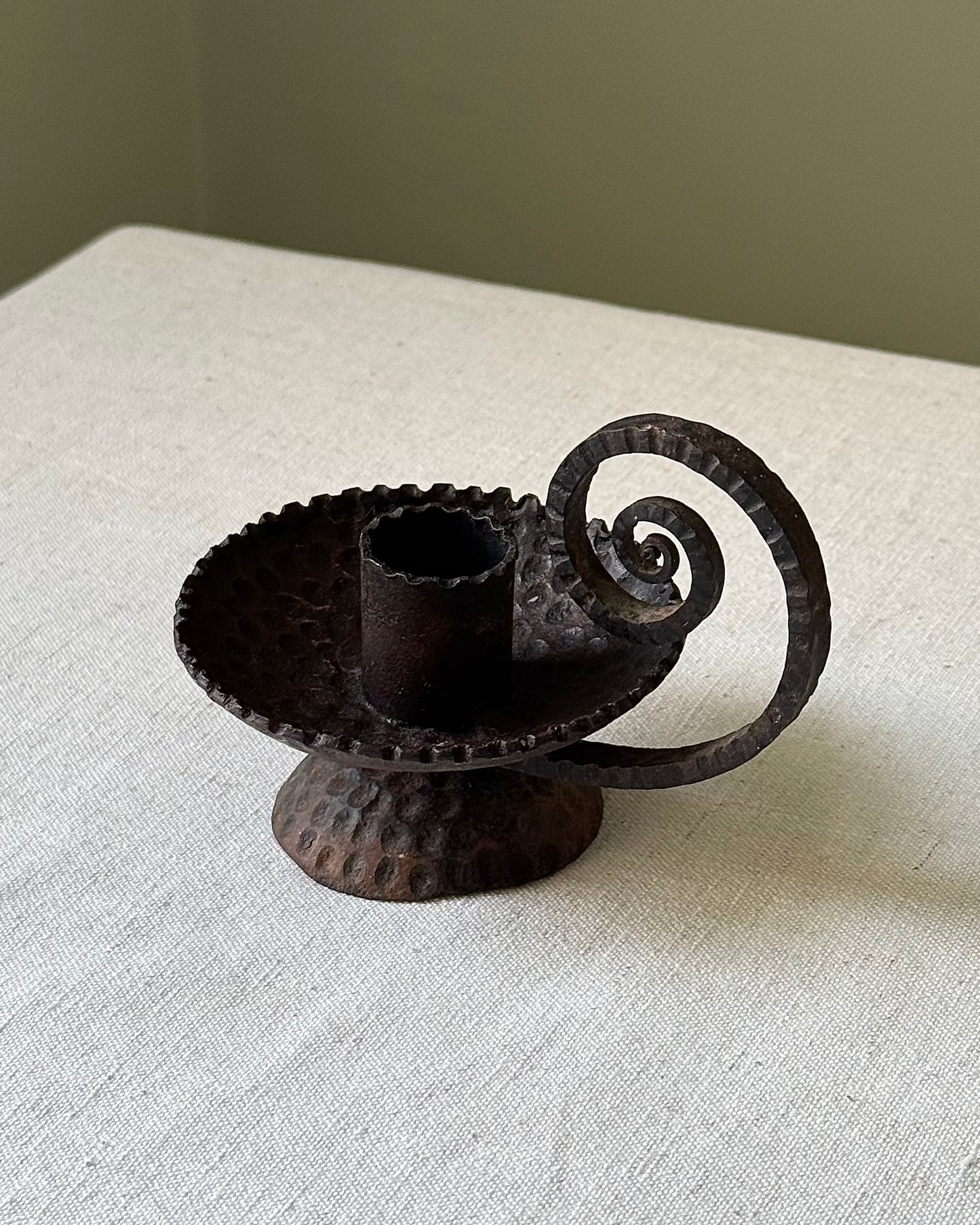 Hammered Iron Swirl Candlestick