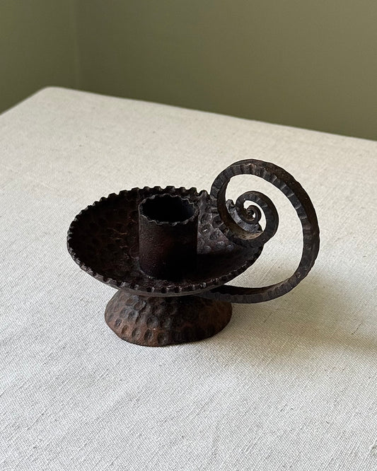 Hammered Iron Swirl Candlestick