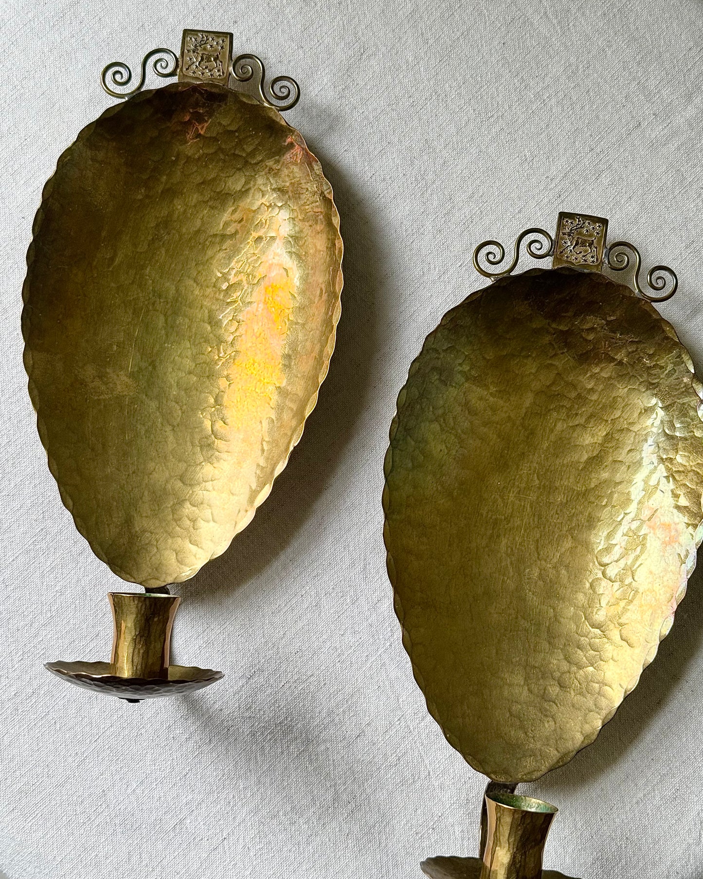 Pair of Brass Swedish Candle Sconces