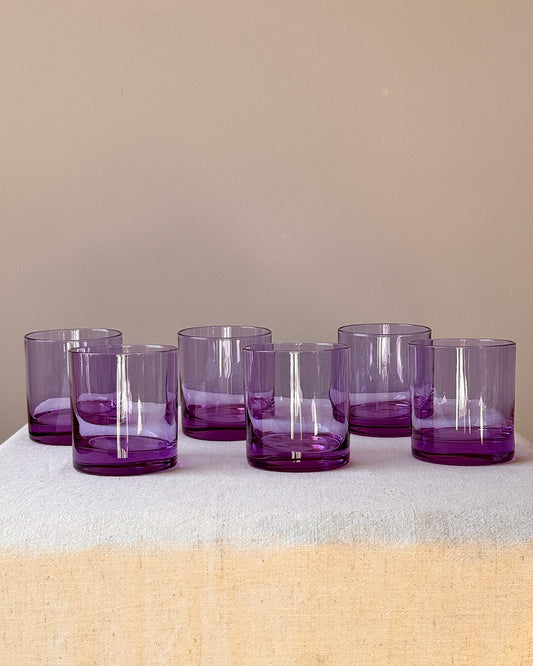 Set of 6 French Violet Crystal Tumblers by Cristal d'Arques