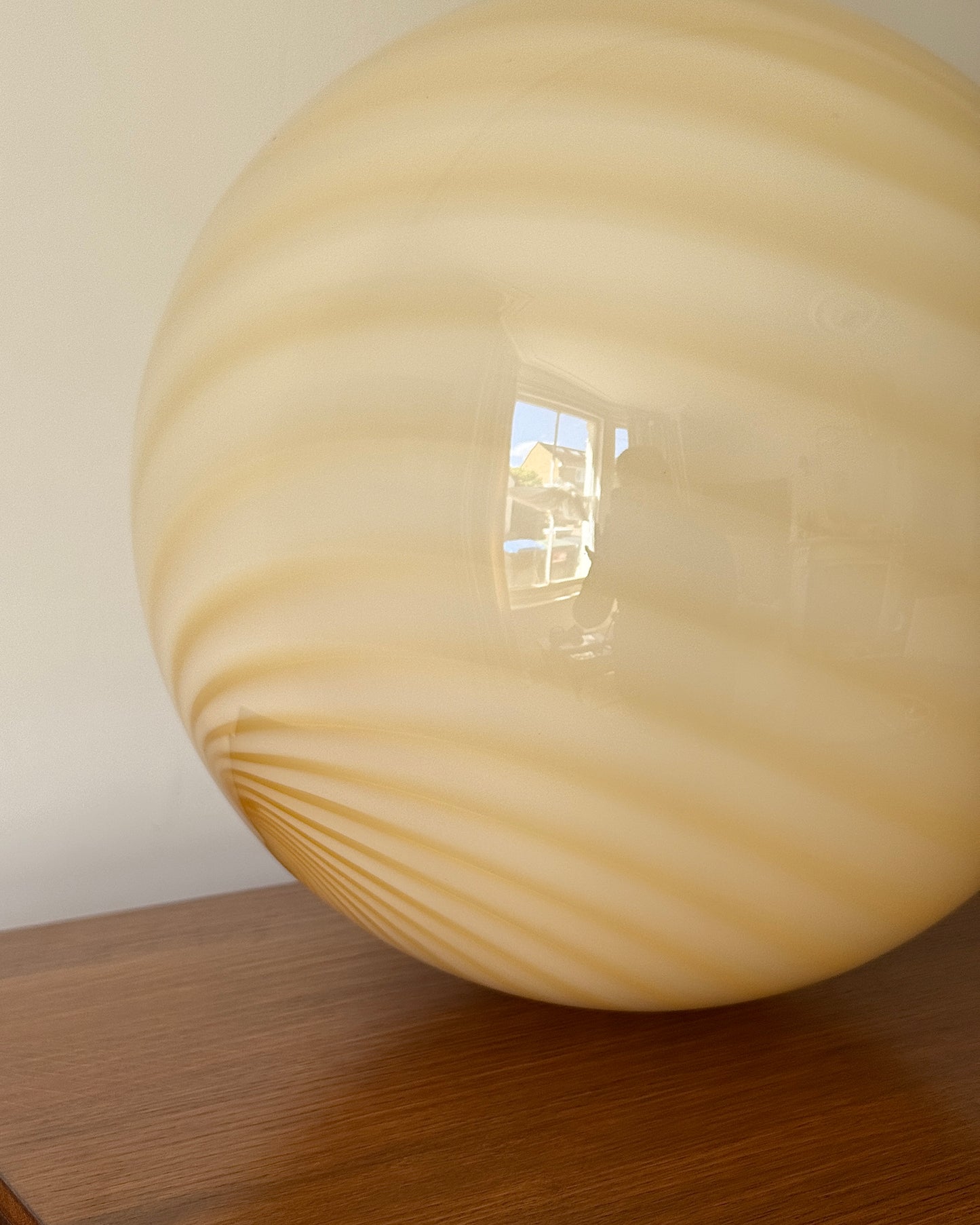 Vintage Murano Butter Yellow Swirl Glass Globe Pendant, c.1970s