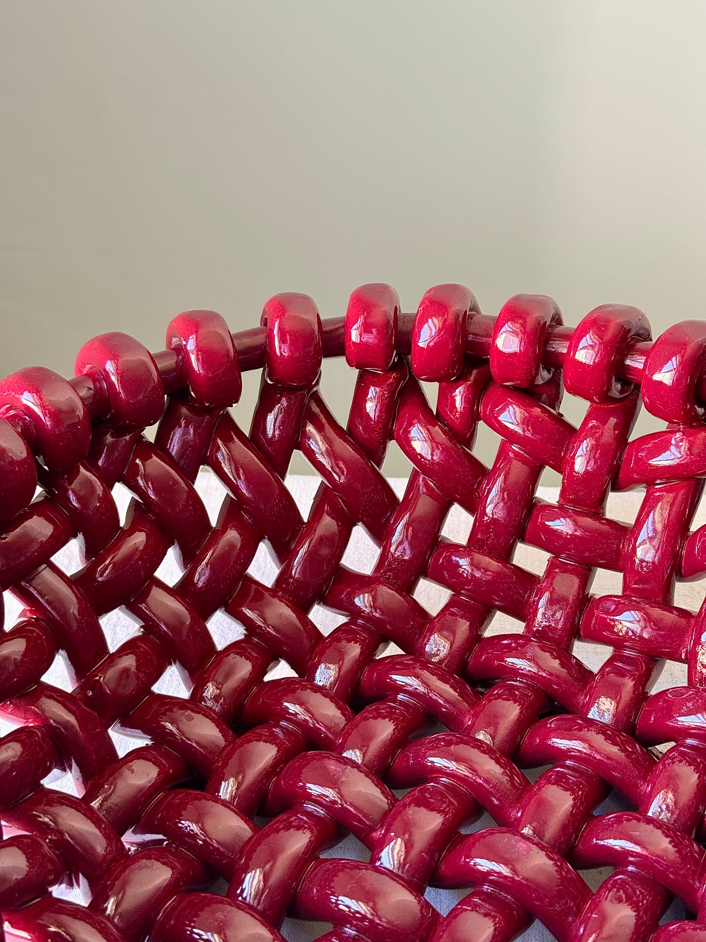 Jerome Massier Red Ceramic Weave Bowl