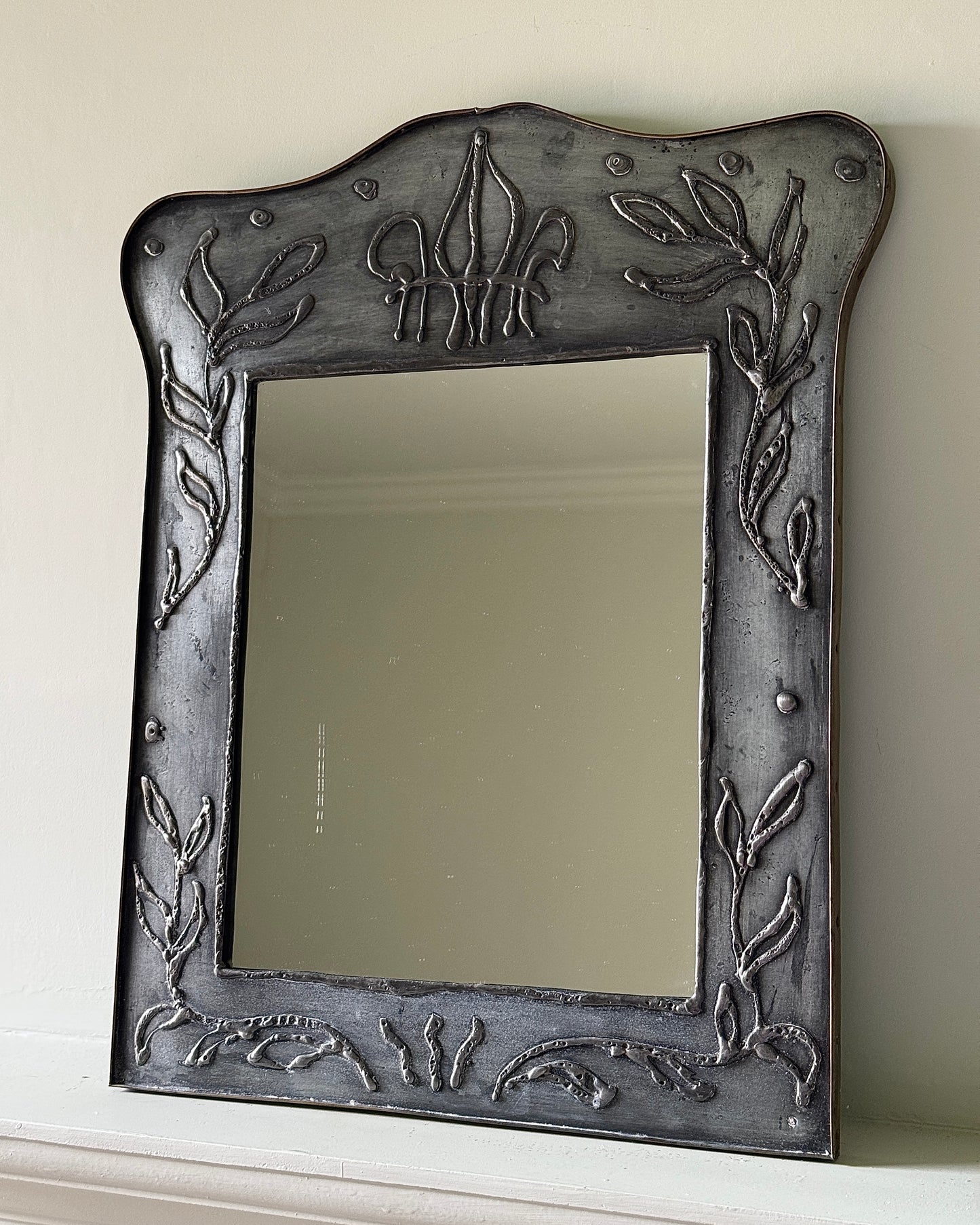 Art Nouveau Tin Shield Mirror