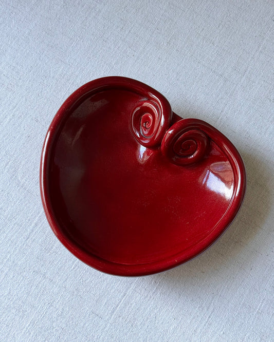 Mid-Century Vallauris Red Heart Coiled Dish