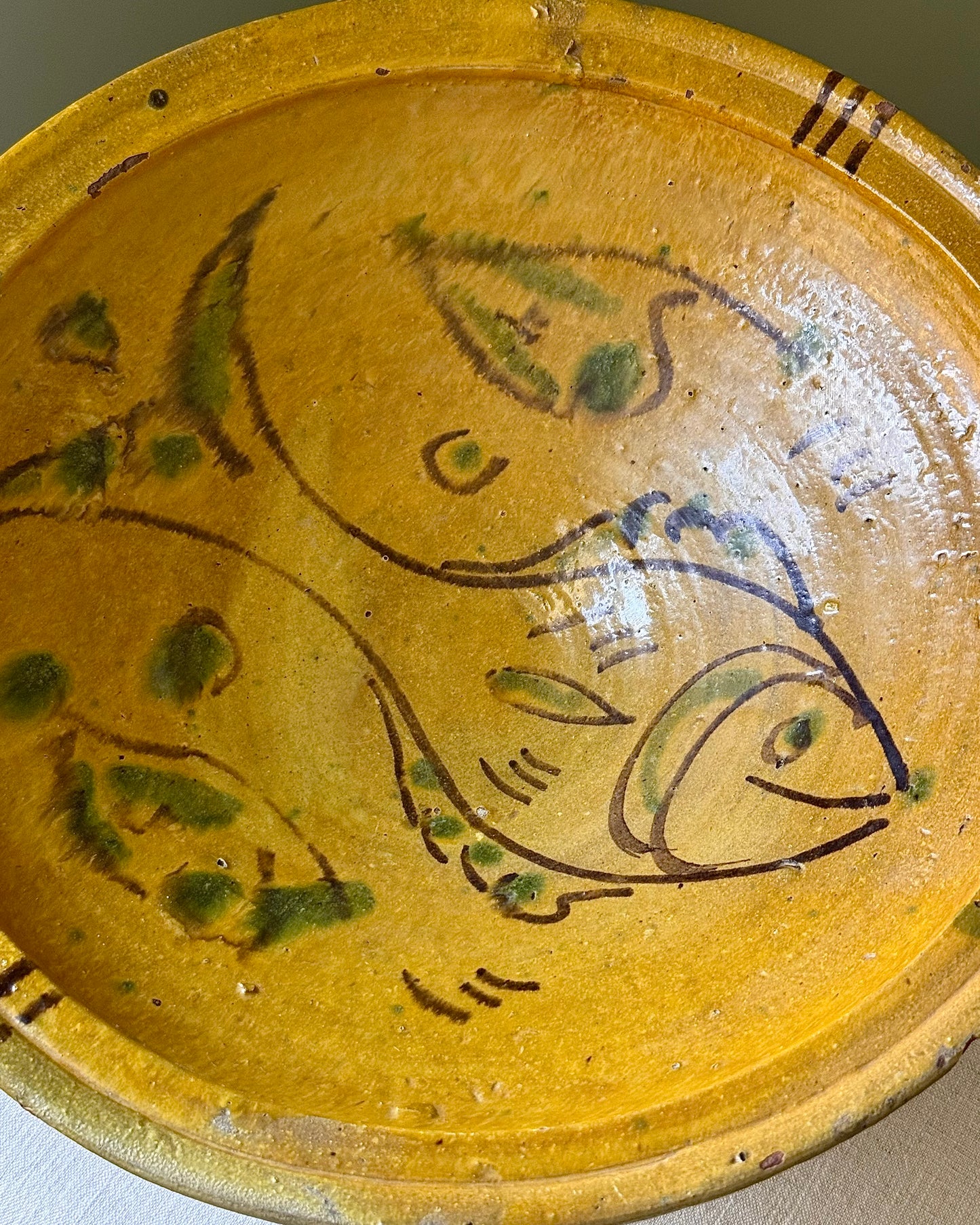 Antique Southern Italian Fish Pedestal Bowl