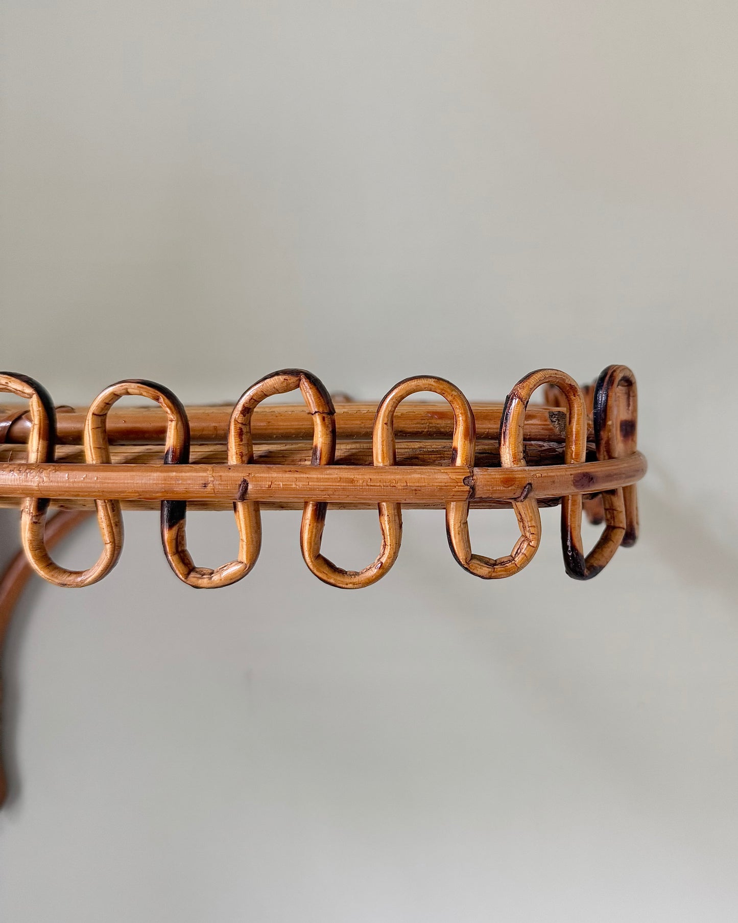 Italian Looped Bamboo & Rattan Wall Shelf