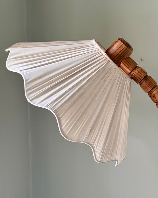 Vintage Swedish Floor Lamp with Original Silk Shade, 1950s