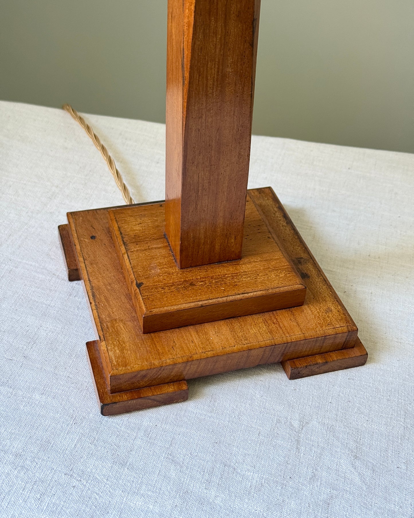 Art Deco Danish Wooden Table Lamp