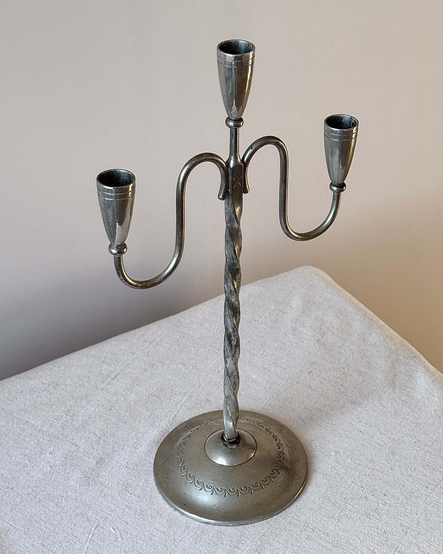 Swedish Grace Pewter Candelabra
