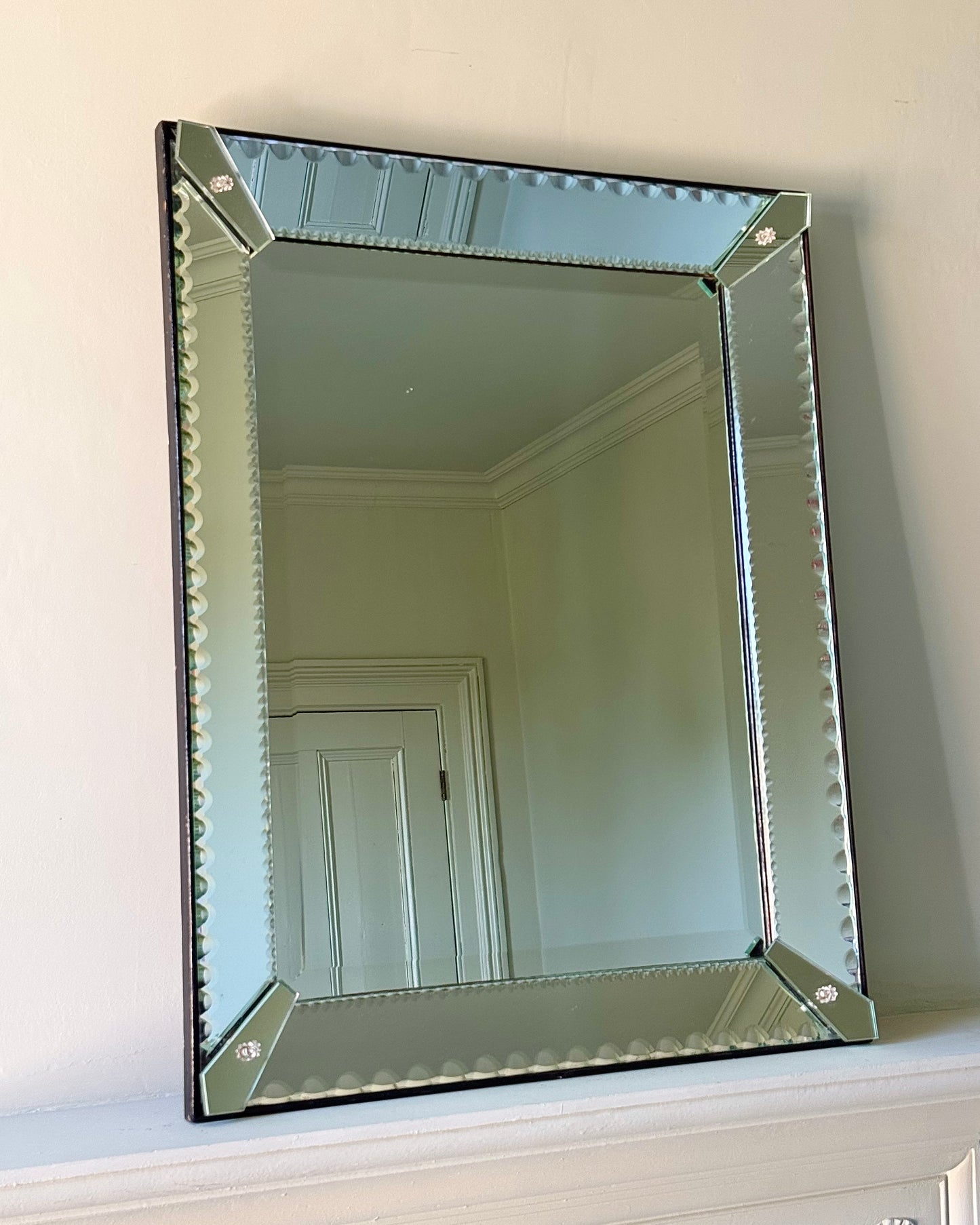 Venetian Rectangle Mirror with Bevelled Scalloped Detail