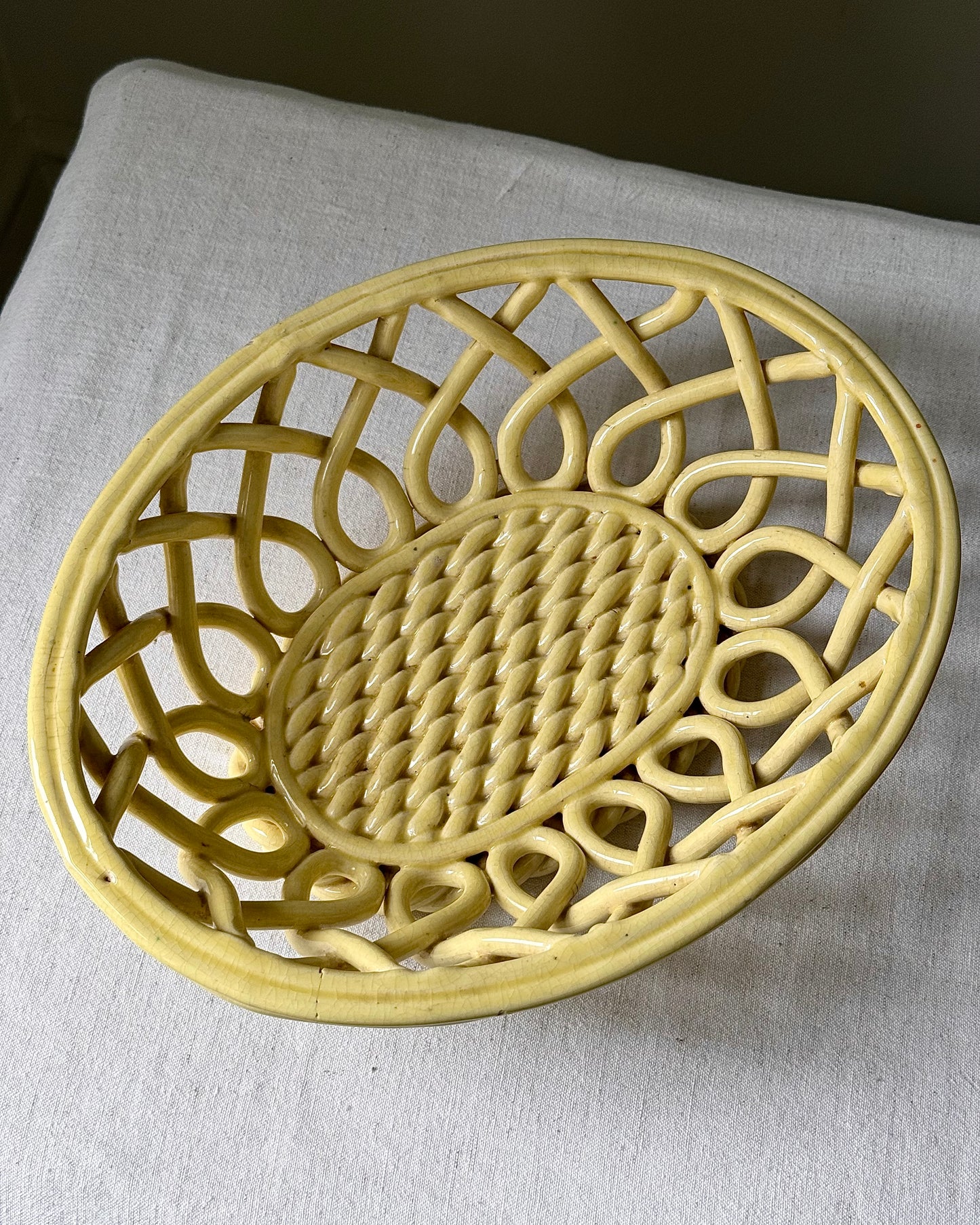 Vallauris Yellow Ceramic Woven Bowl