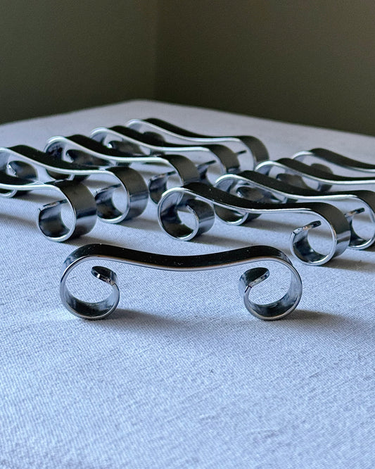 Set of 10 French Mid-century Stainless Steel Coiled Cutlery Rests