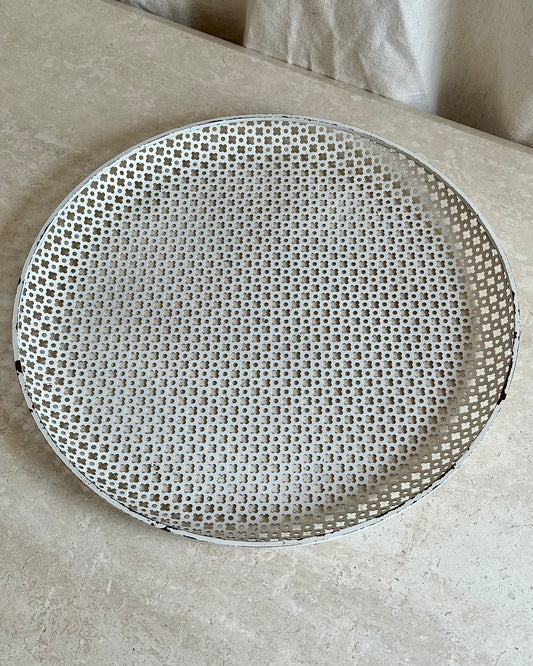 Mathieu Matégot White Perforated Metal Tray, 1950s