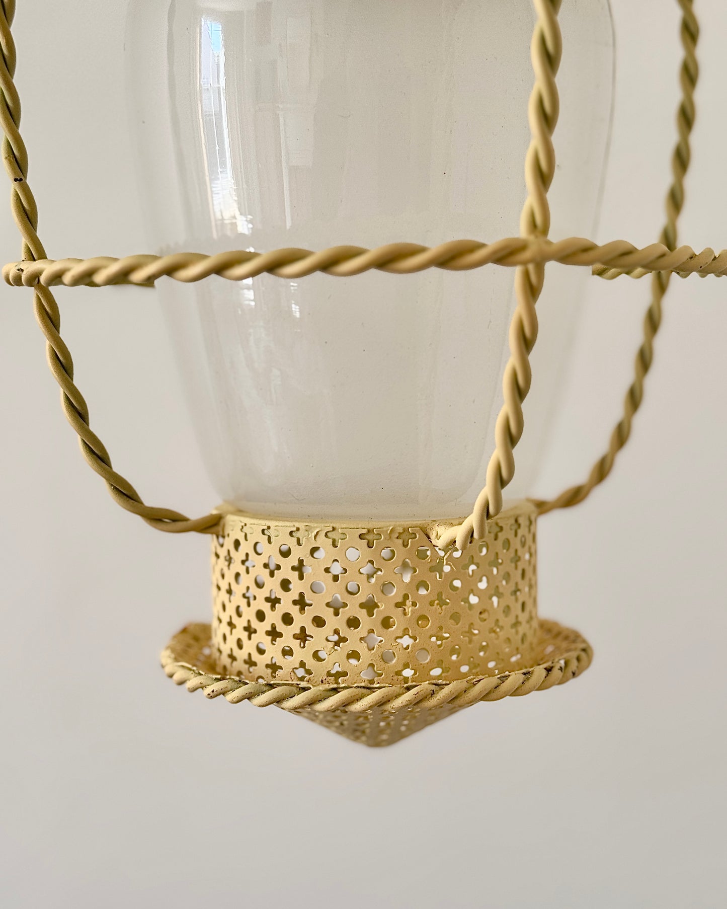 Yellow Opal Glass Lantern, in the manner of Mathieu Mategot