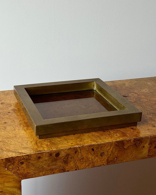 Brass and Smoked Glass Catch-all by Romeo Rega c.1970s - Club Sourced