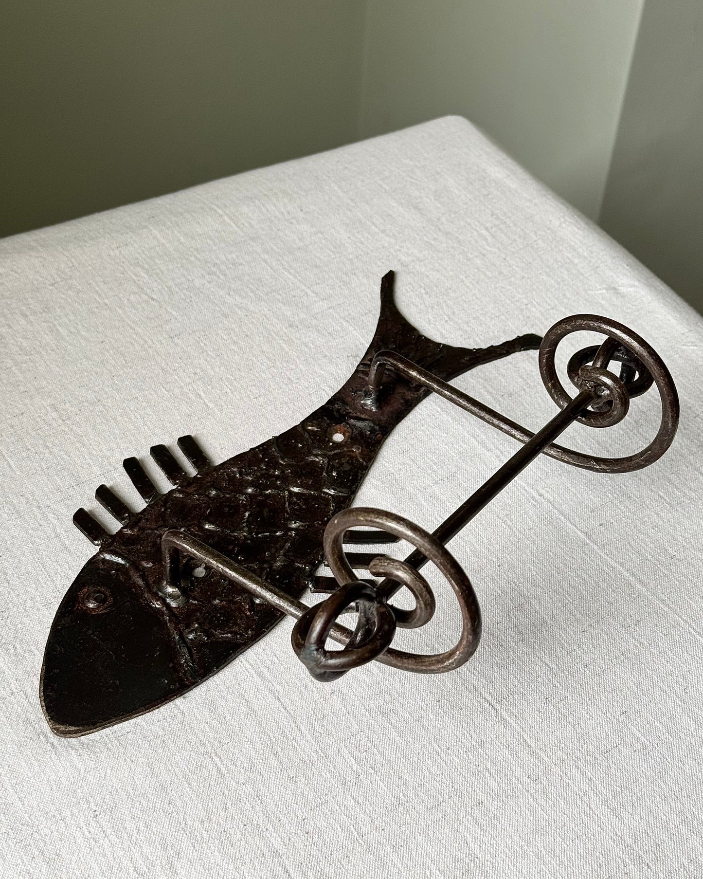 Mid-Century French Iron Fish Loo Roll Holder
