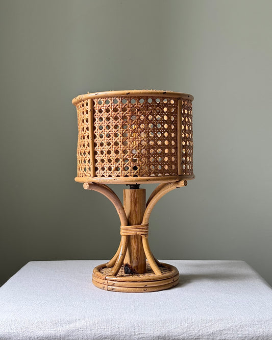 Italian Rattan & Cane Table Lamp, 1970s