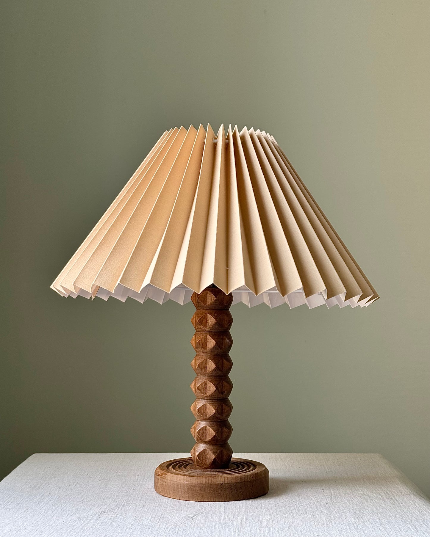 French Geometric Wood Lamp, manner of Charles Dudouyt