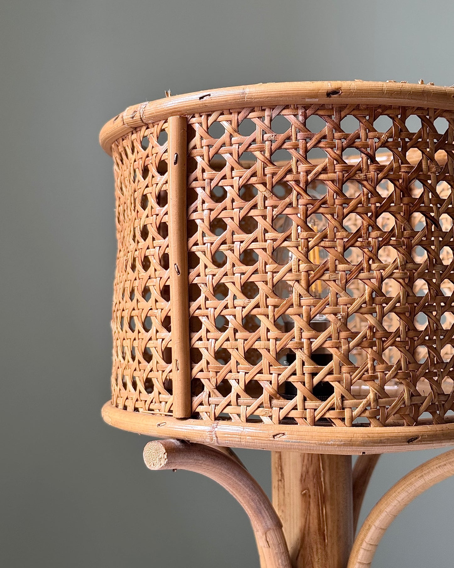 Italian Rattan & Cane Table Lamp, 1970s