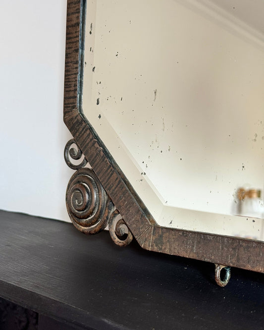 French Art Deco Wrought Iron Mirror, c.1930 - Club Sourced