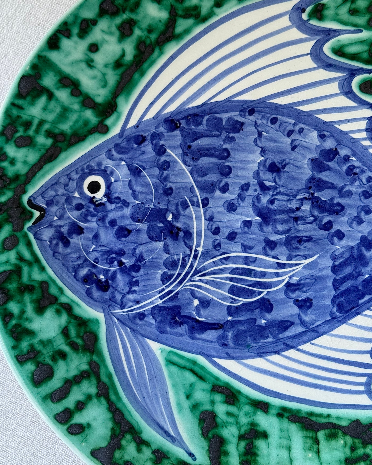 Mid-century Hand Painted Folk Cypriot Fish Plate