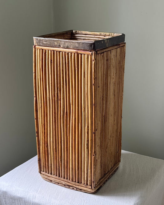 Italian Pencil Reed and Brass Umbrella Stand