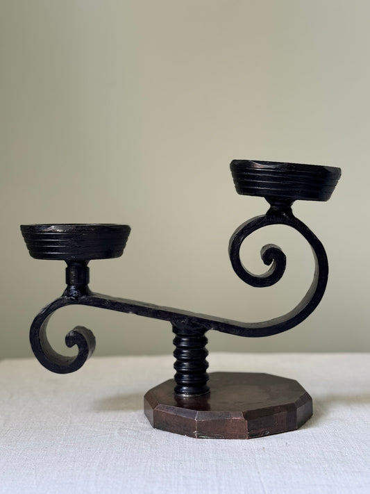 Iron & Bronze Weighted Swirl Candelabra