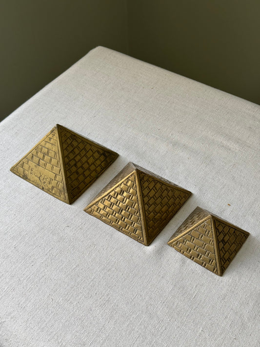 Trio of Brass Pyramids