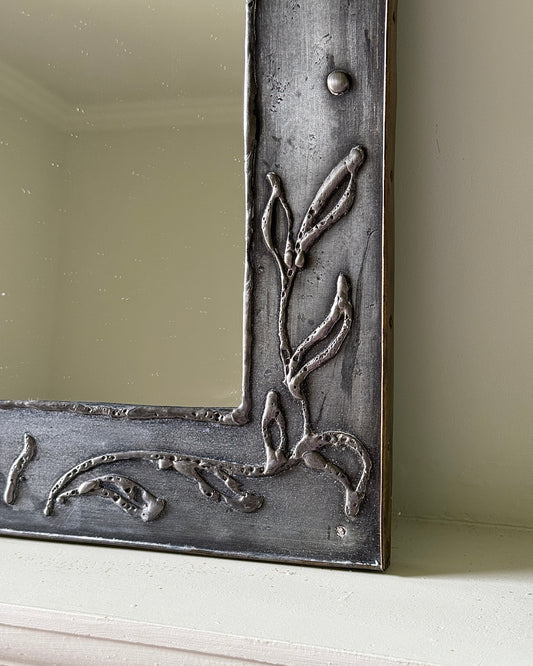 Art Nouveau Floral Motif Shield Mirror