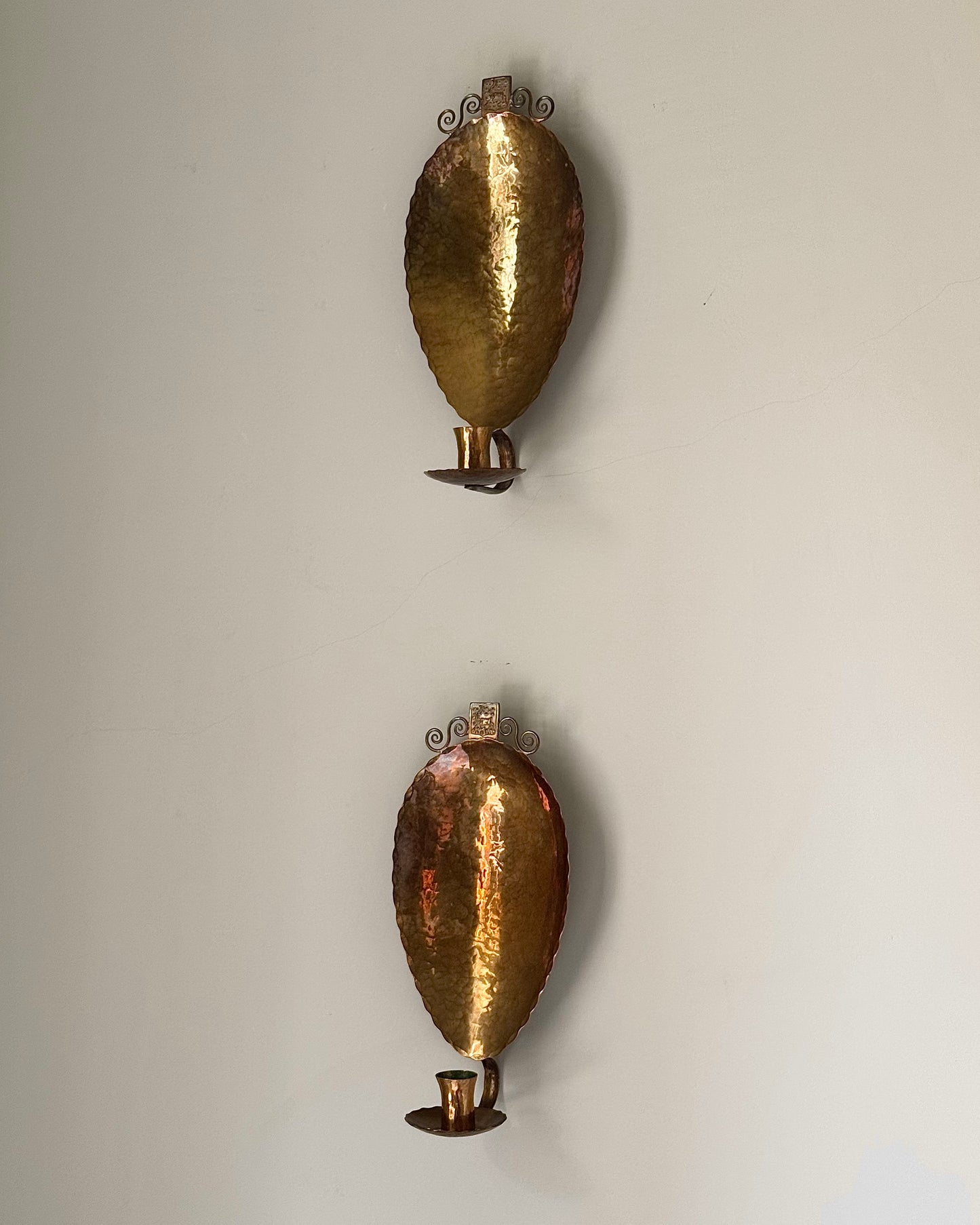 Pair of Brass Swedish Candle Sconces
