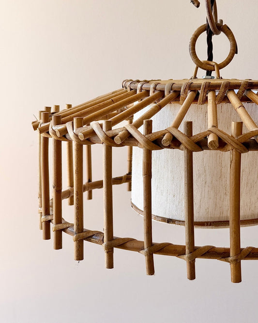 French Caged Bamboo Pendant Light - Club Sourced