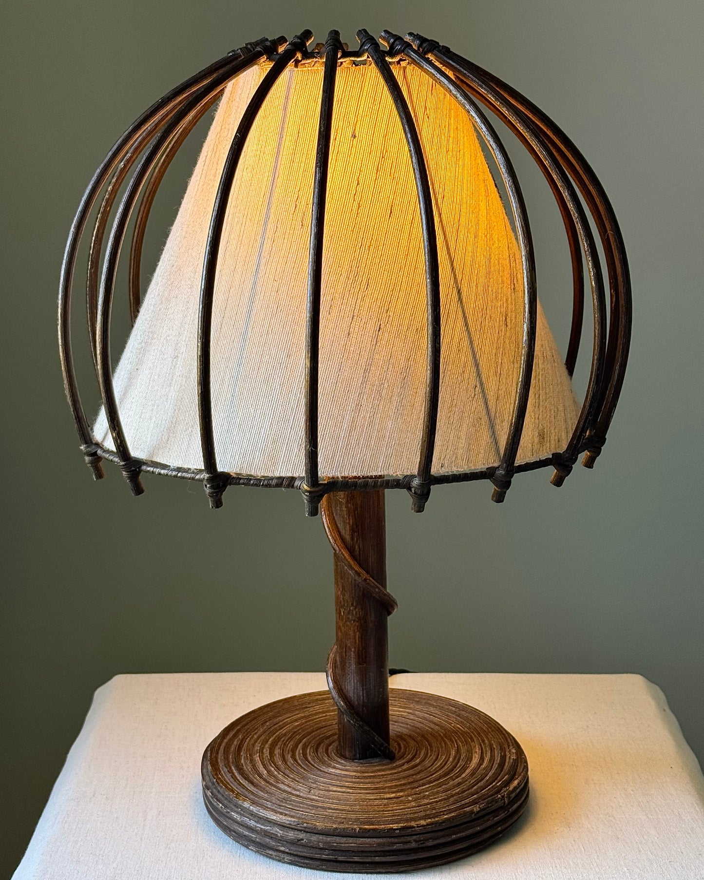 French Bamboo Table Lamp in the Manner of Louis Sognot