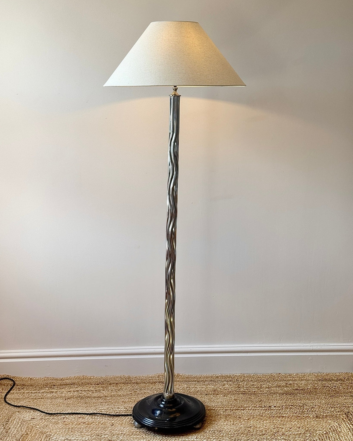 Art Deco Rippled Chrome Floor Lamp - Club Sourced
