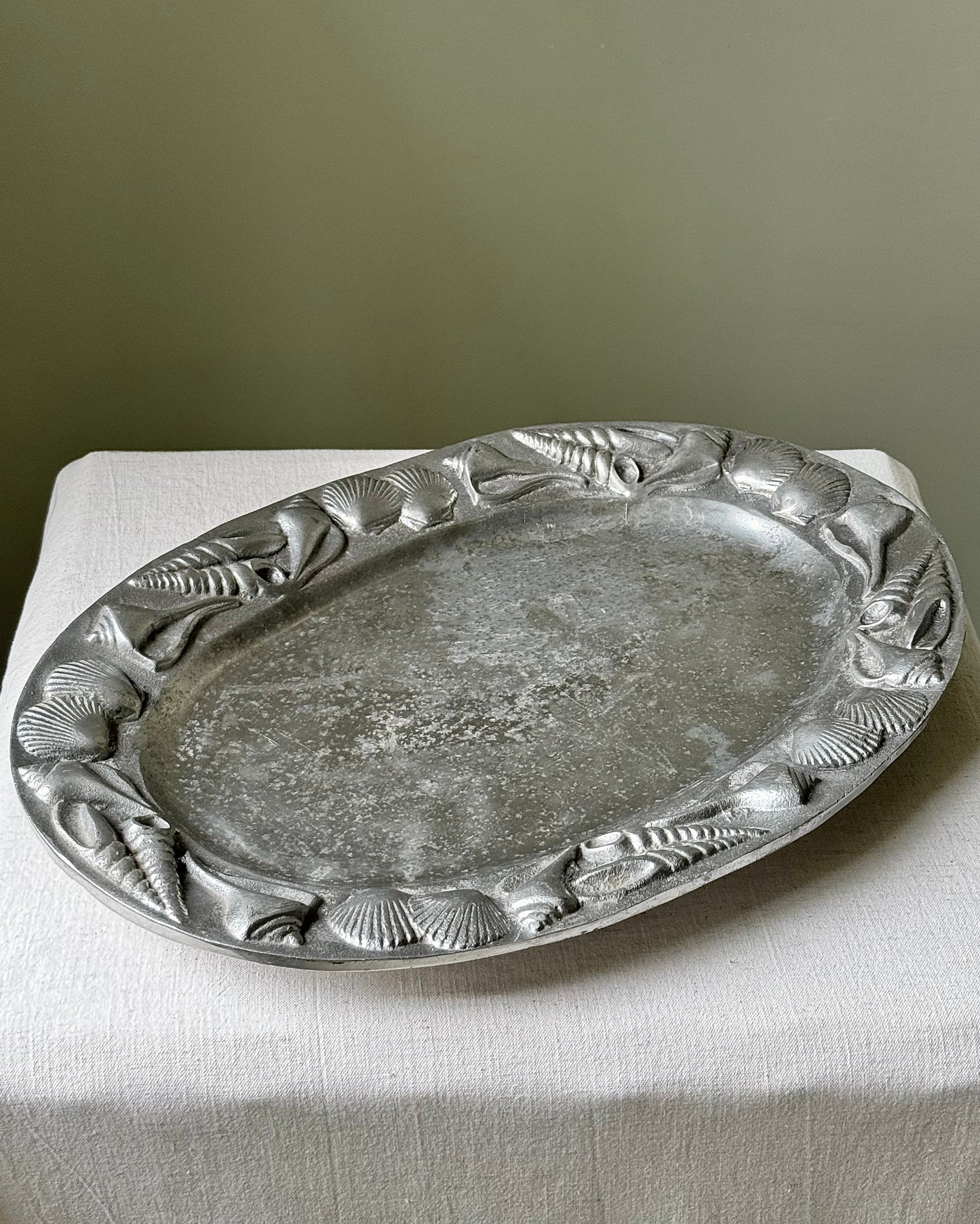 Mid-Century Shell Motif Serving Tray
