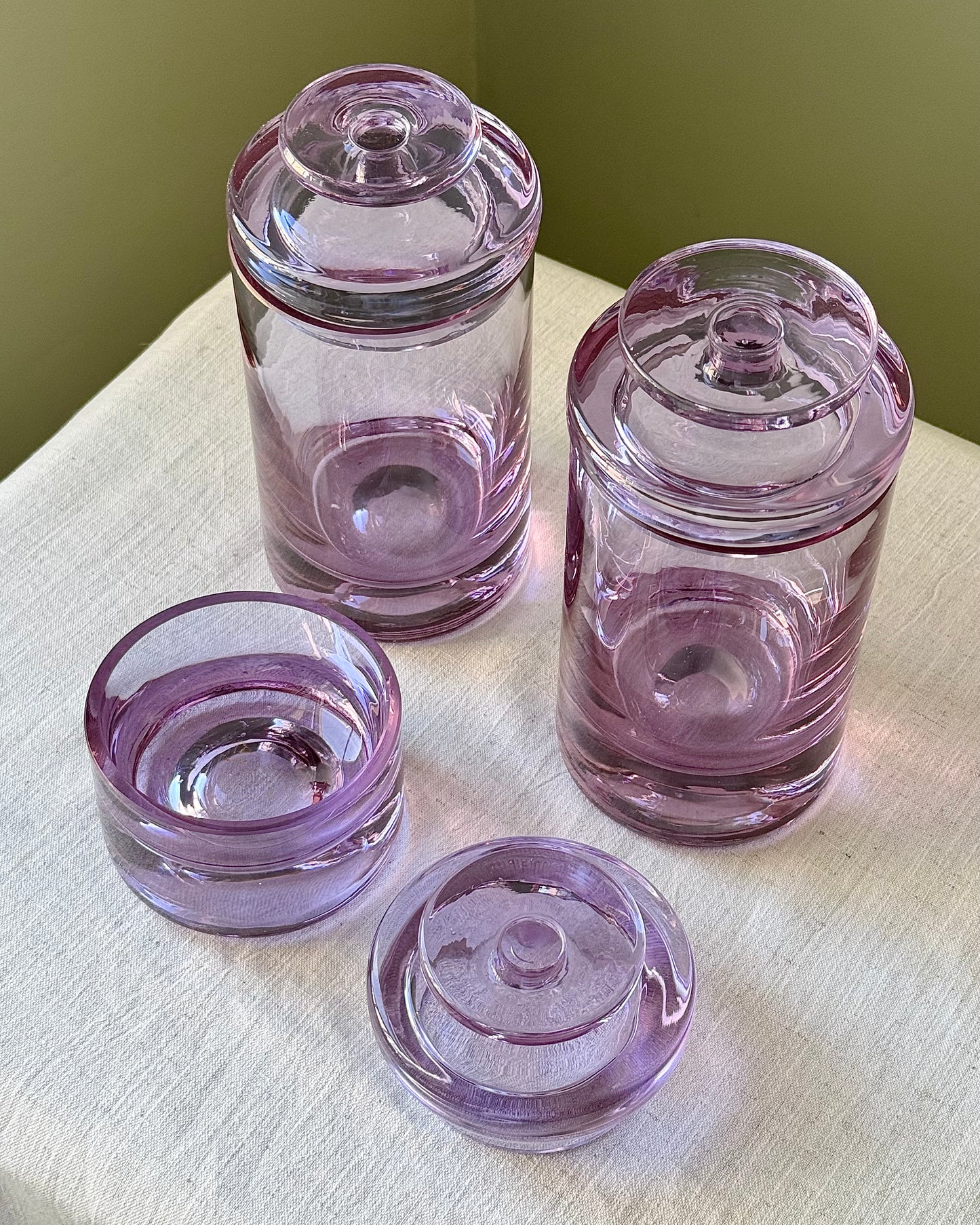 Set of 4 Italian Murano Violet Jars