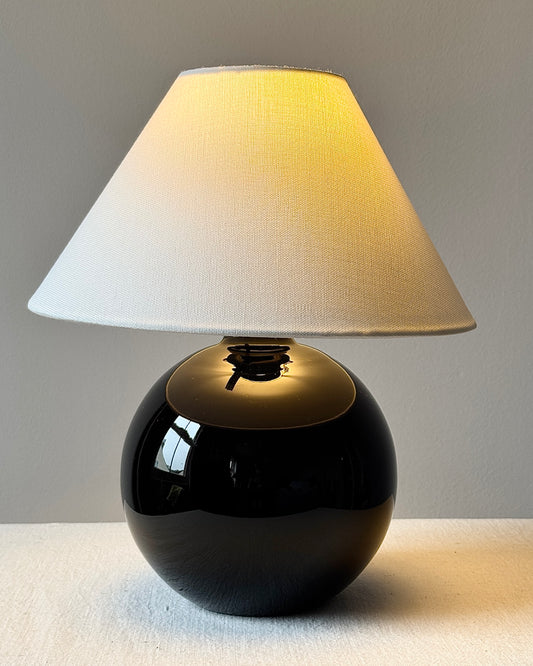 French Art Deco Black Opaline Table Lamp