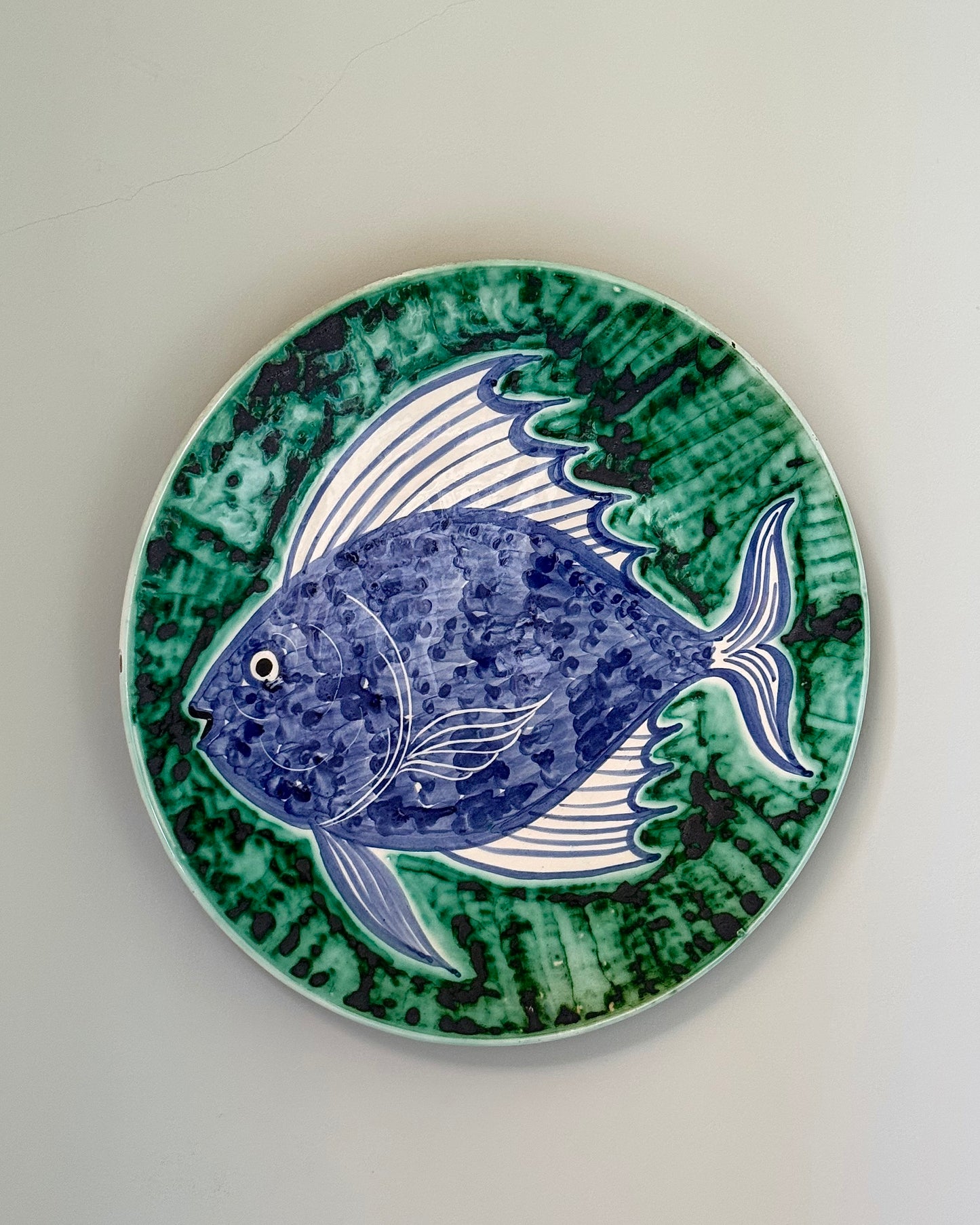 Mid-century Hand Painted Folk Cypriot Fish Plate
