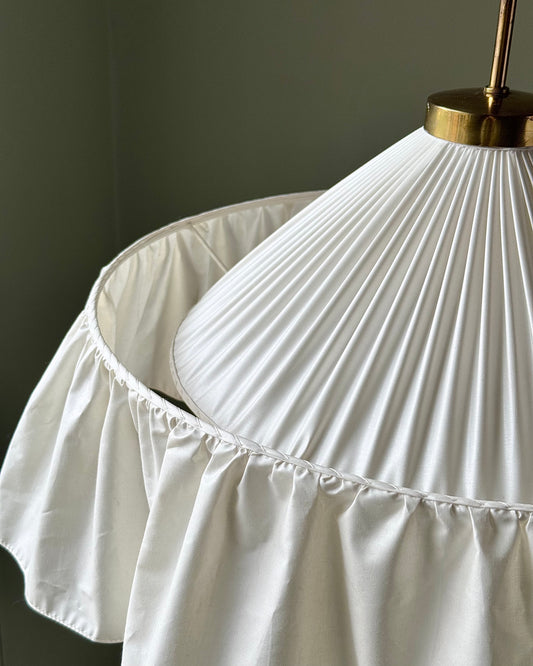 Josef Frank for Svenskt Tenn “Carl Larsson’s Lamp” Pleated Silk & Brass Pendant, Sweden circa 1940s