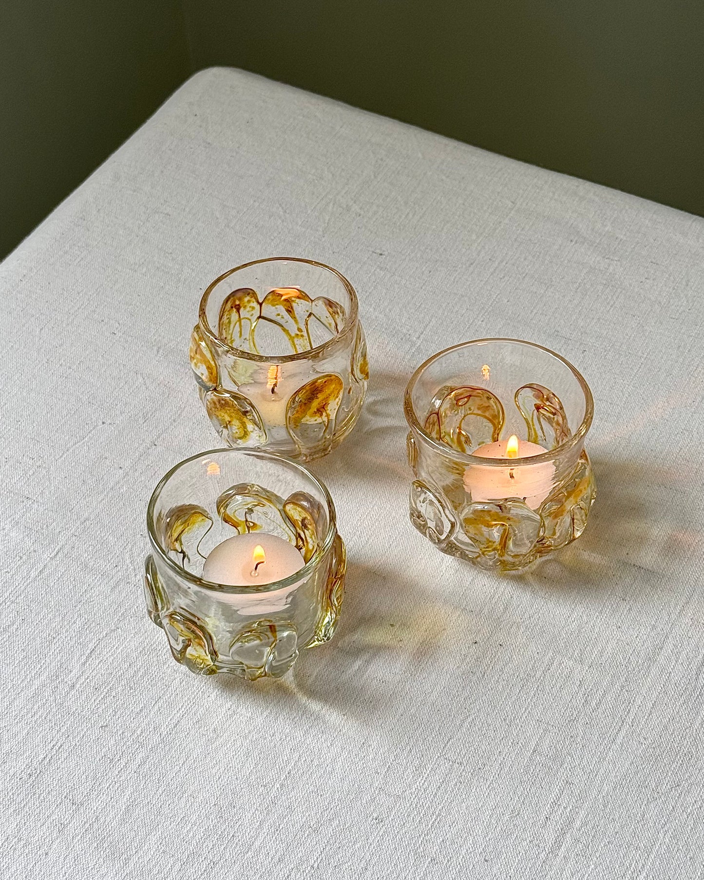 Set of 3 Mid-Century Murano Tea Light Holders
