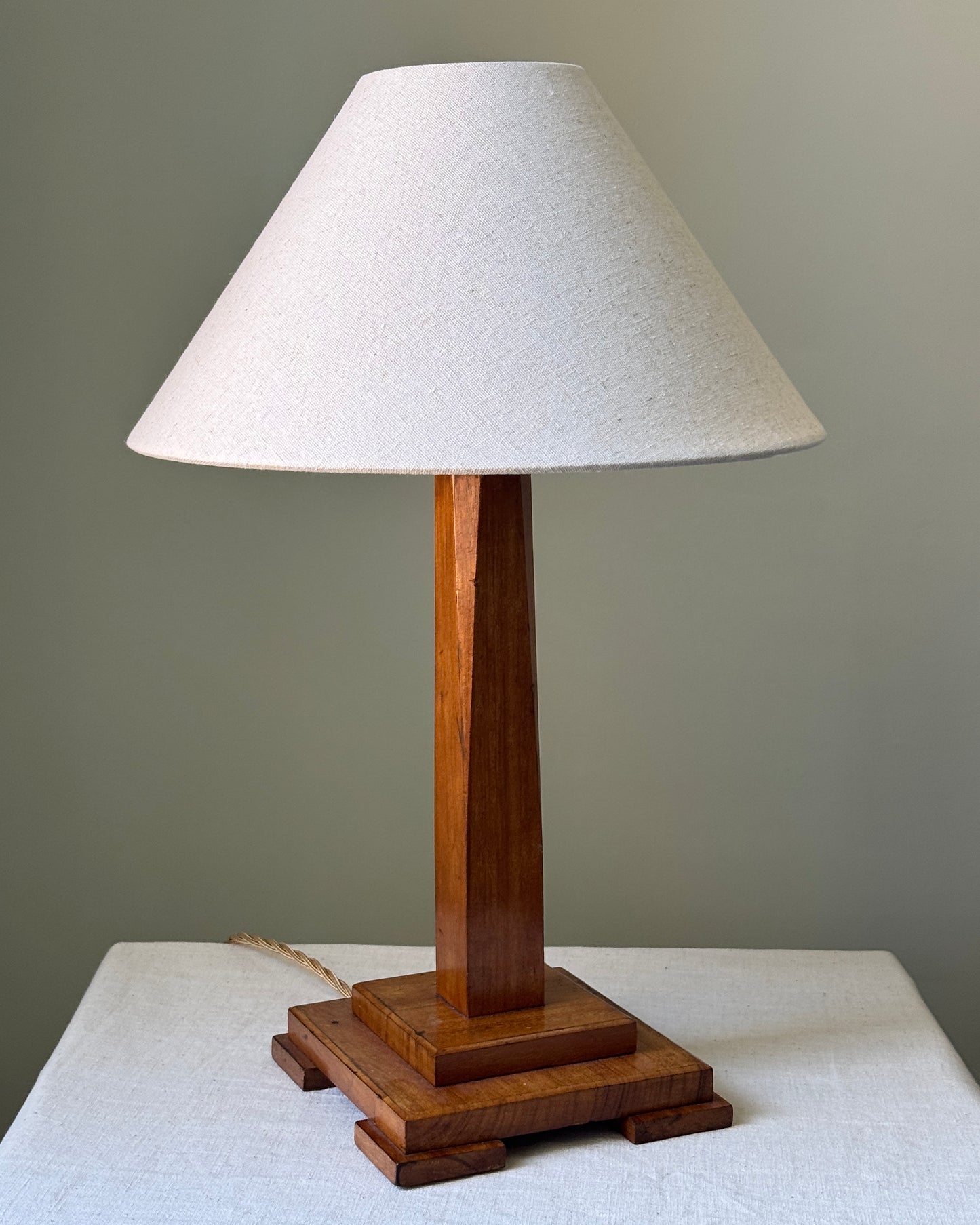 Art Deco Danish Wooden Table Lamp