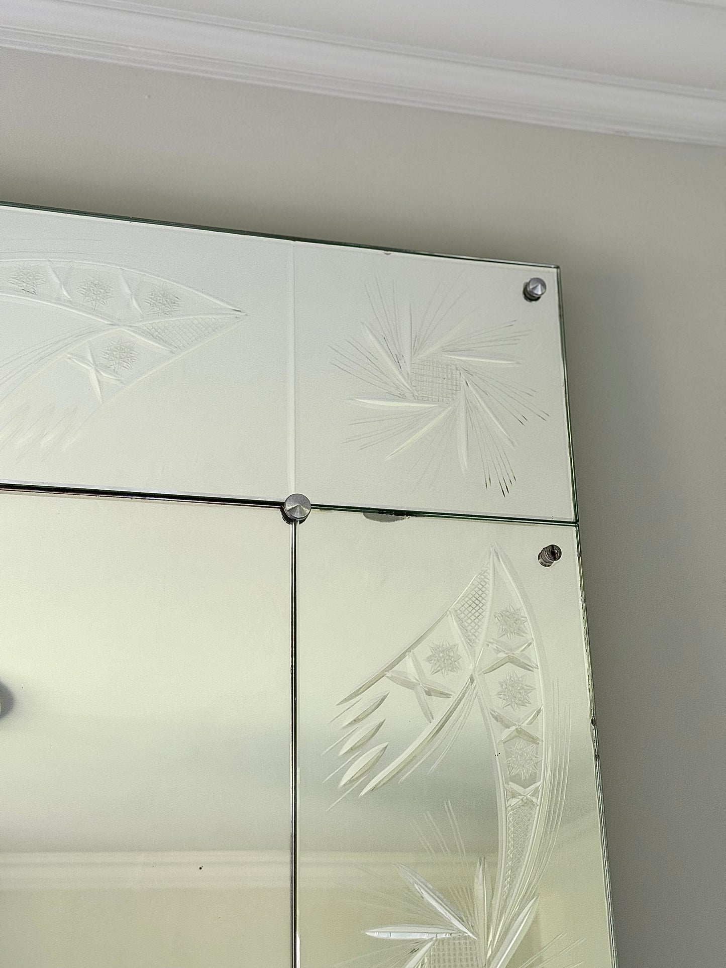 Extra Large Italian Venetian Mid-century Starburst Sectional Mirror