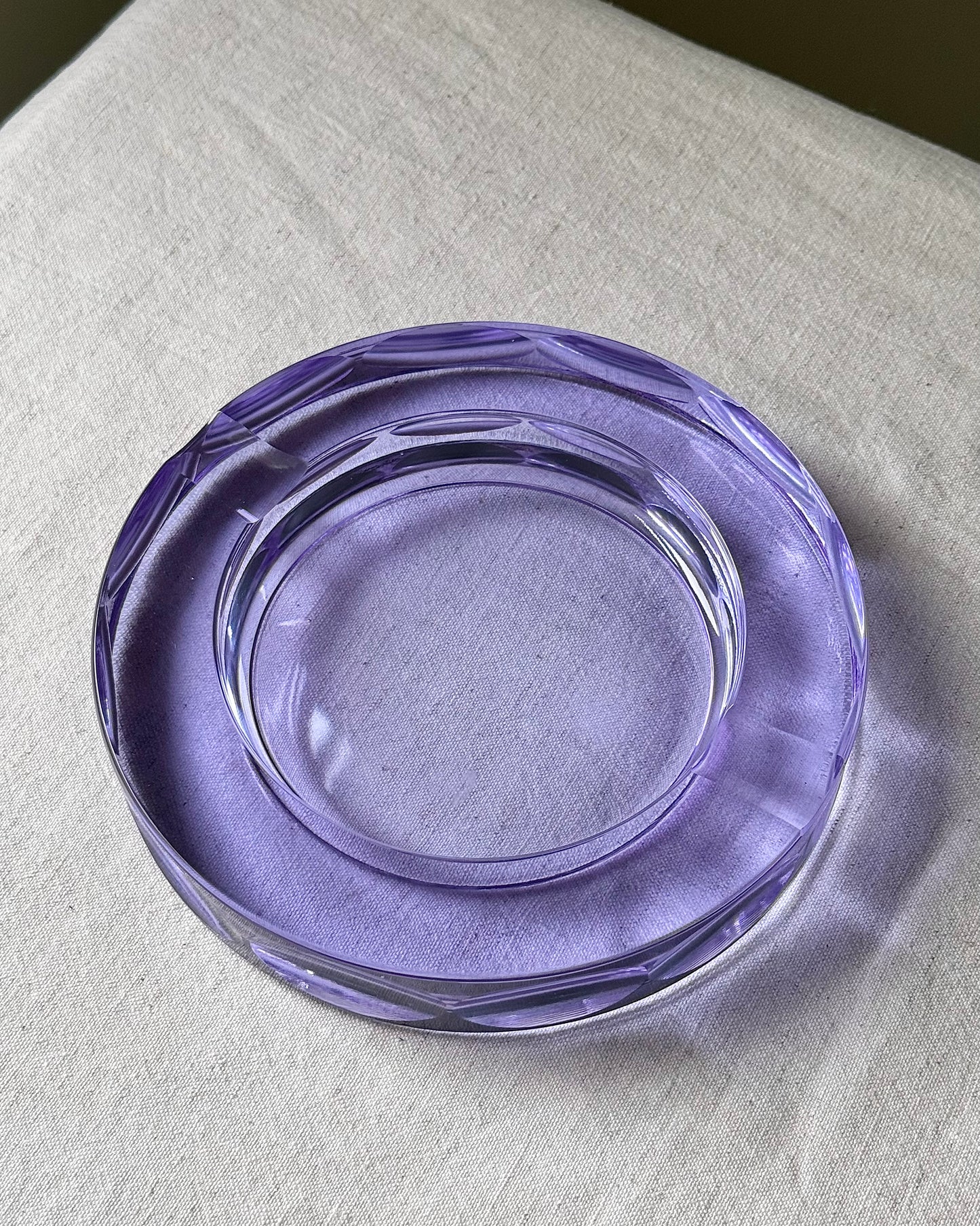 Vintage French Crystal Violet Ashtray