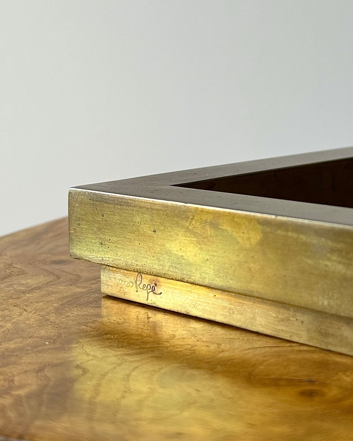 Brass and Smoked Glass Catch-all by Romeo Rega c.1970s - Club Sourced