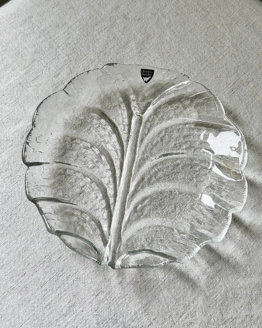 Mid-century Orrefors Sweden Glass Leaf Dishes