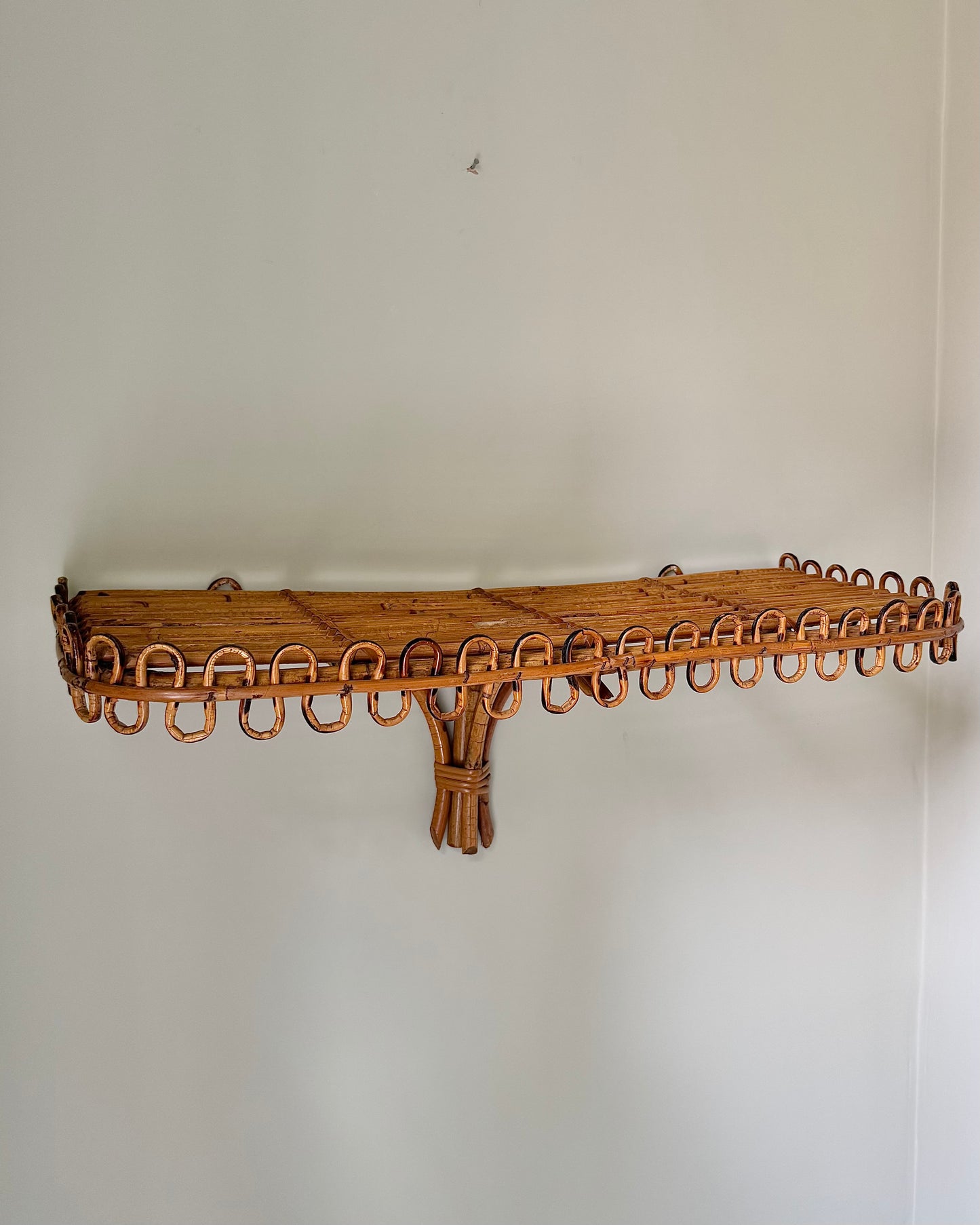 Italian Looped Bamboo & Rattan Wall Shelf