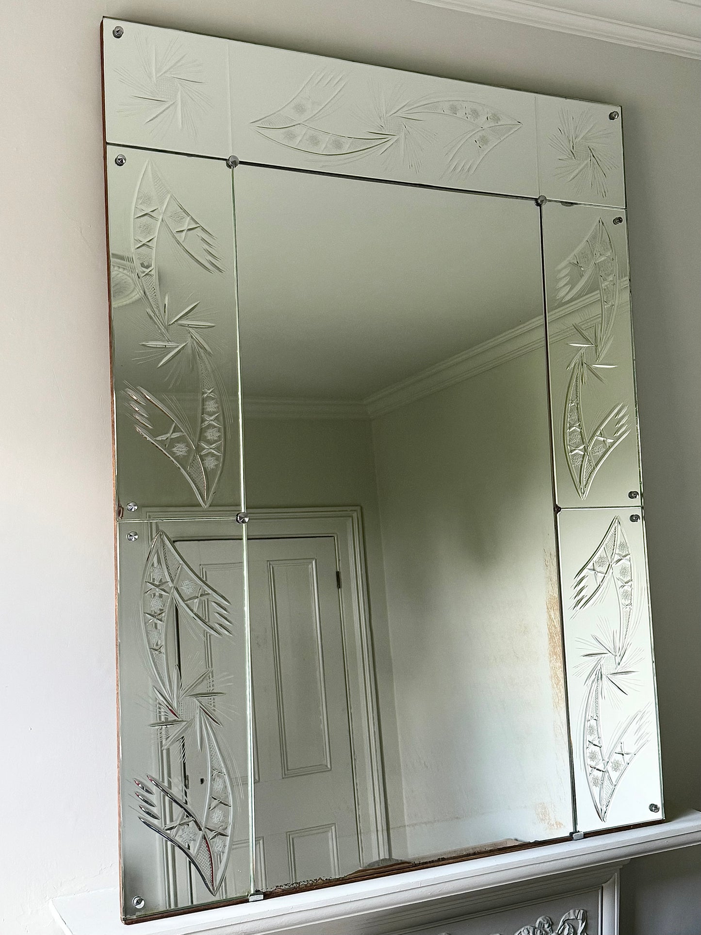Extra Large Italian Venetian Mid-century Starburst Sectional Mirror