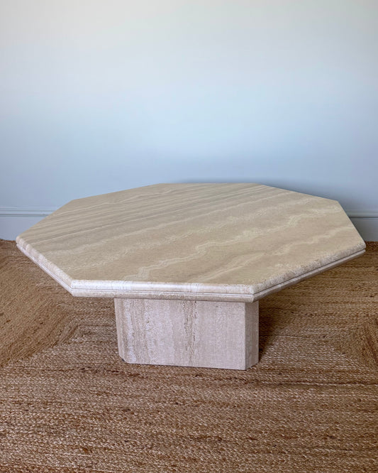 Octagonal 1970’s Italian Travertine Coffee Table