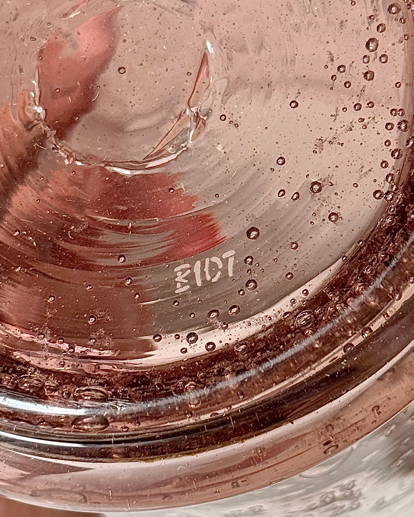 Biot Amethyst Bubble Glass Lidded Jar, c.1970s